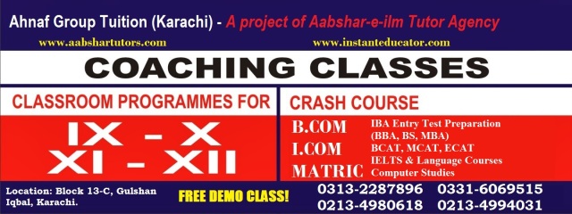 ahnaf group tuition classes and coaching centre in Karachi, IBA entry test preparation, bcat, ecat, mcat, tutor, teacher, bcom, bba, BS, mba, accounting, finance, tutoring